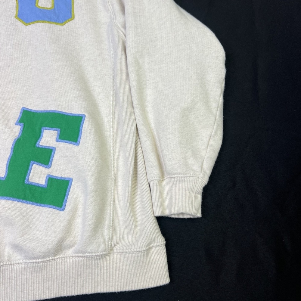 Aerie LOVE Patch Oversized Hoodie Sweatshirt Cream Heathered Size S - Picture 3 of 8